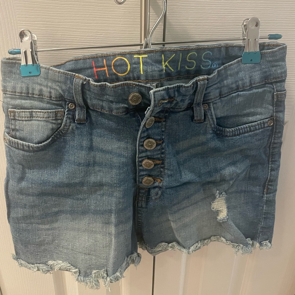 Hot Kiss Blue Denim Button-Up Shorts